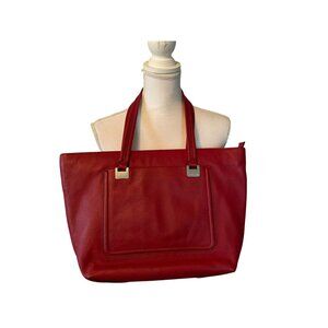 Vince Camuto RETA Tote Purse Used Rio Red Leather VC-RETA-STO Excellent Conditio